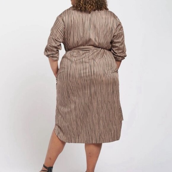 Universal Standard V-Neck Striped Belted Cotton Dress - US size L = 22/24 - Picture 12 of 16